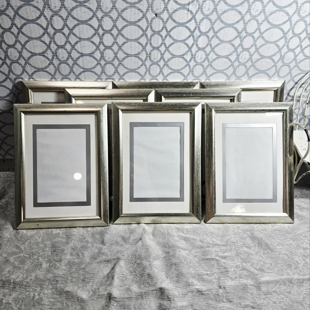 COMING SOON 8PC Silver Metallic Photo Frames 4x4 Modern Gallery Decor